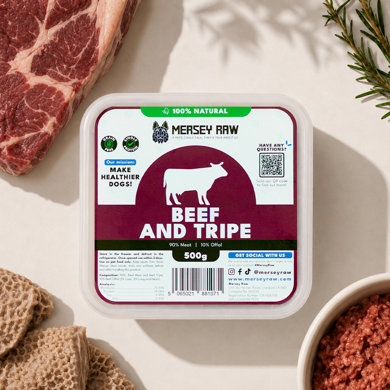 Mersey Raw Beef & Tripe Mersey Raw