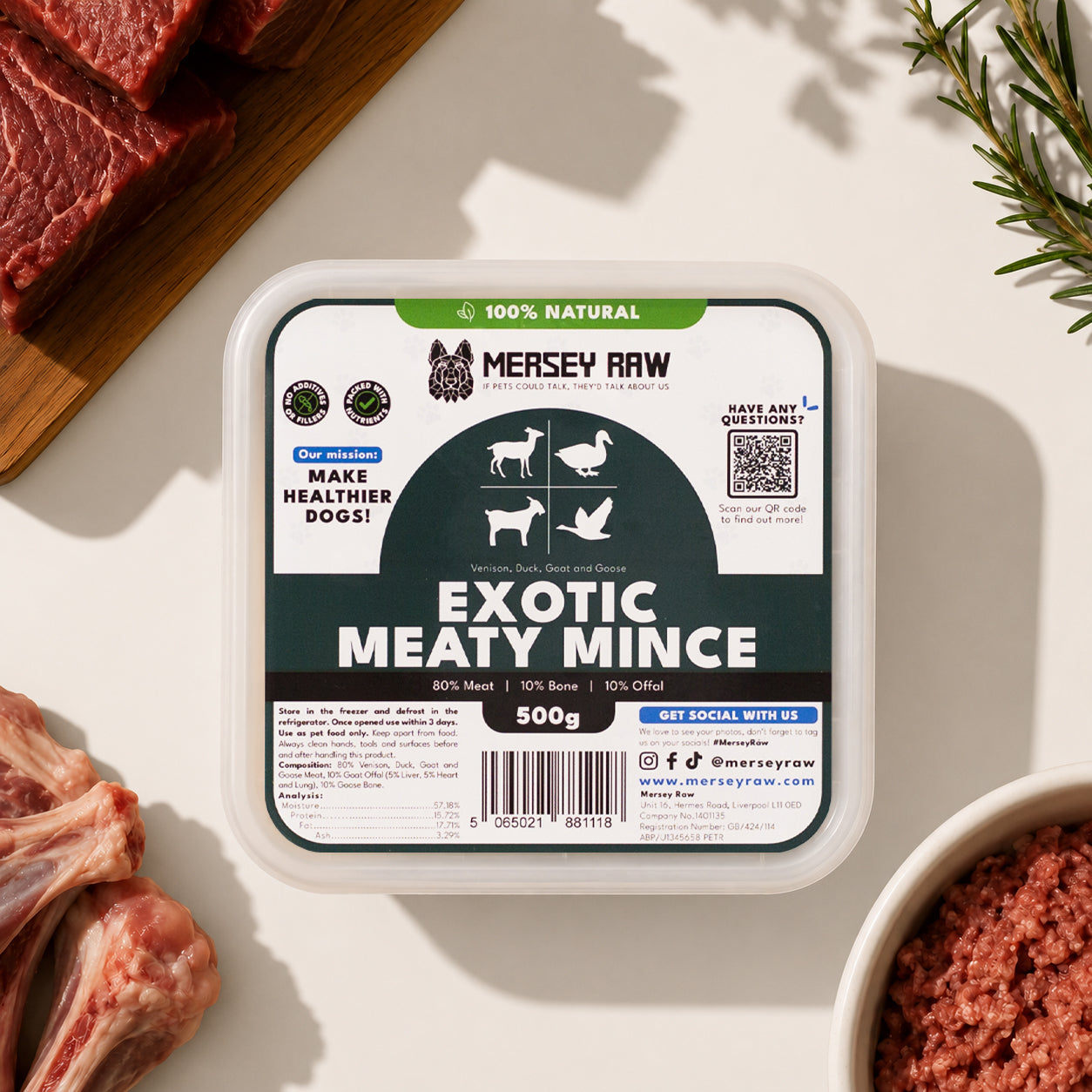 Mersey Raw Exotic Meaty Mince Mersey Raw
