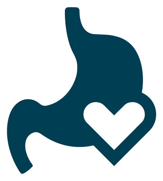 Outline of a stomach with a heart symbol inside