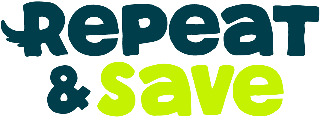 Repeat & Save Logo in blue and green